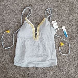 Lucky brand embroidered tankini swim top